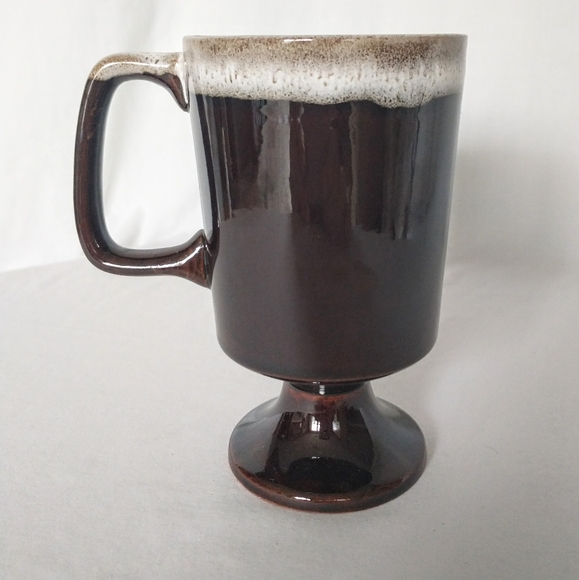 Vintage Brown Drip Glaze Irish Coffee Mug - Terracotta - Picture 2 of 8